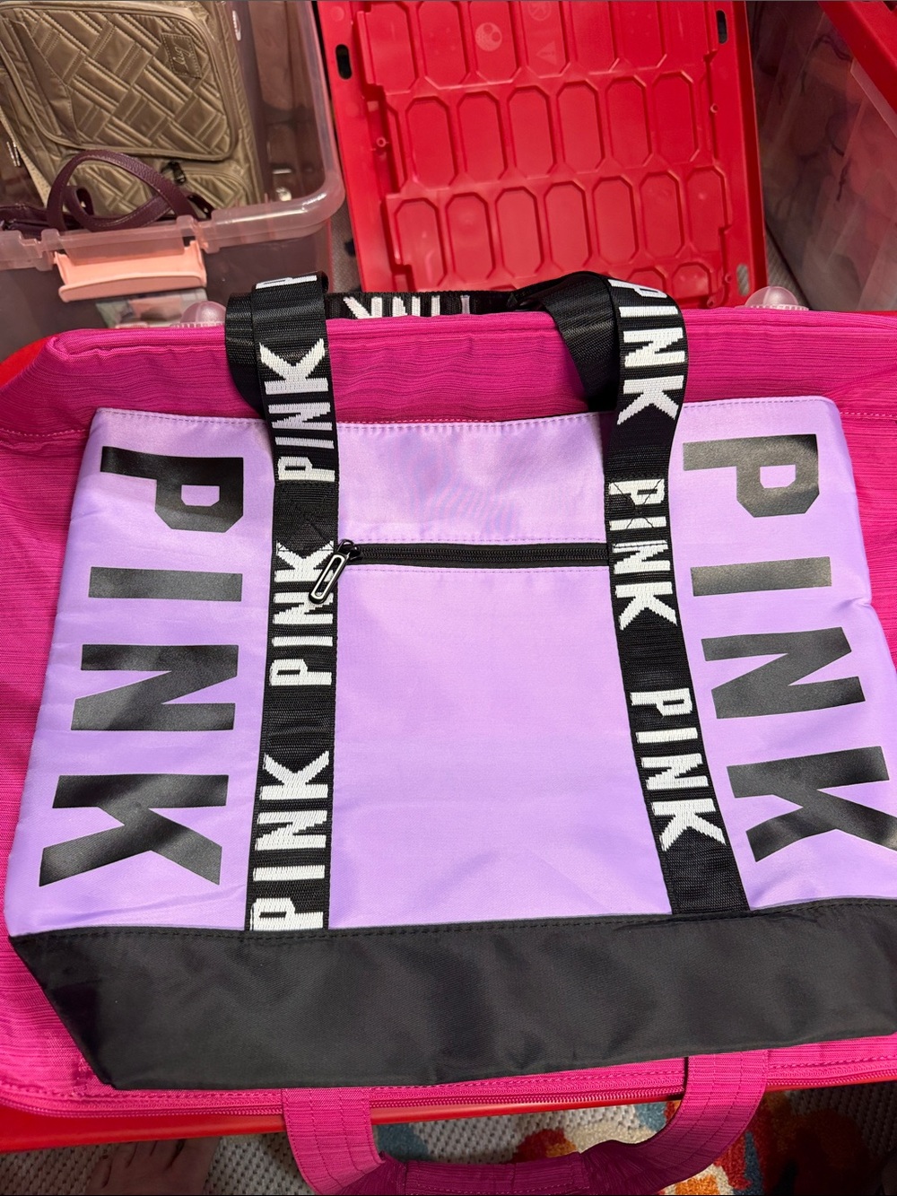 Purple tote bag